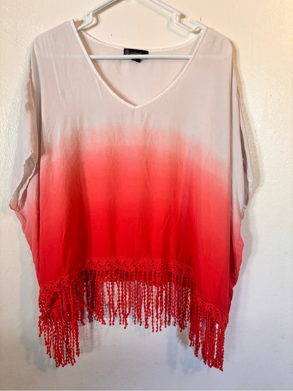 Signature Studio Ombre Fringe Tunic in Coral